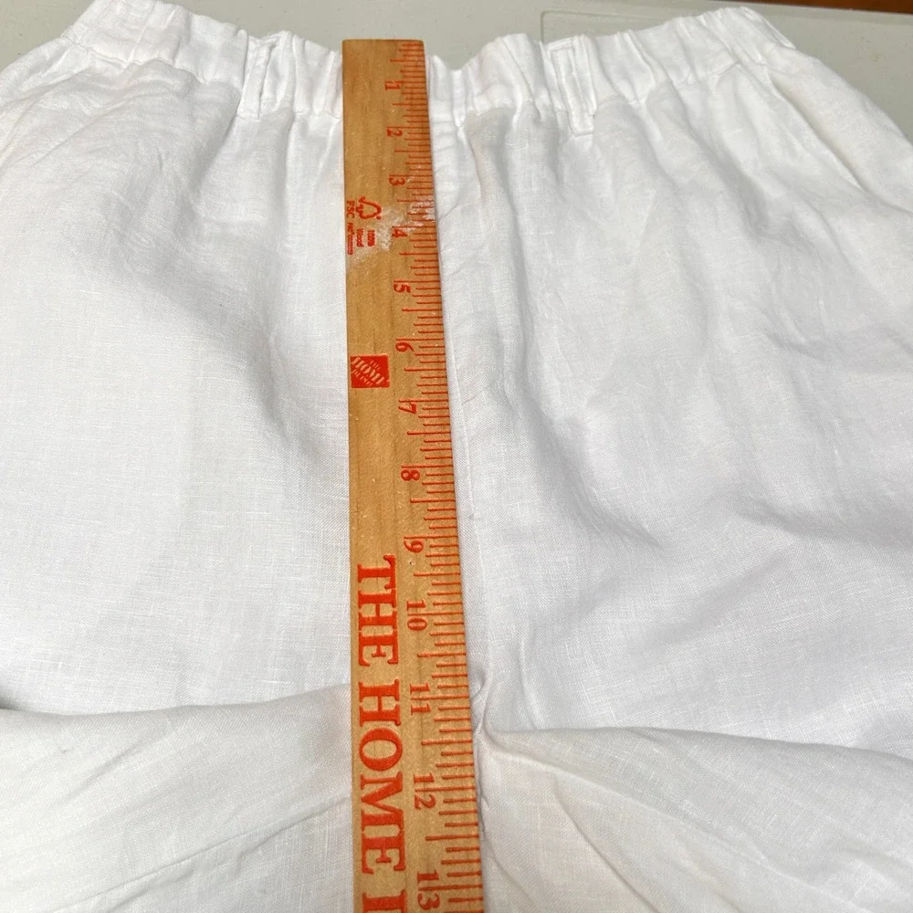 Quince 100% European Linen Pants S White Pull On Cropped Ankle Pockets